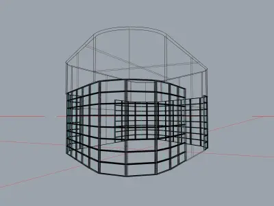 Architectural stand alone structure with storefront windows 3D model