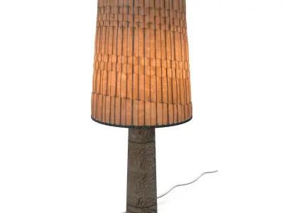 Decorative Base And Wool Shade Table Lamp PBR 3D model