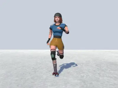 inline skater female avatar Rigged Low-poly 3D model