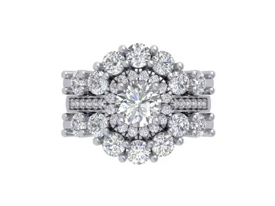 Solitair Ring Bridal Set 3D print model 3