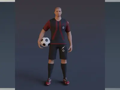 Football Player game ready character Low-poly 3D model