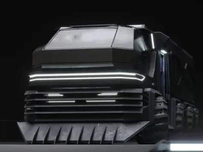 Scifi futuristic cyberpunk truck 3D model