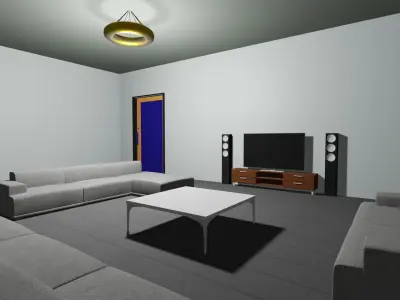 house garage with car in it Low-poly 3D model