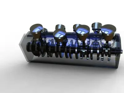 8 Cylinder Crank Shaft  Assembly V2 3D model