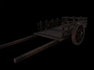 Old Cart Game Ready - Low Poly PBR 3D Model Low-poly 3D model