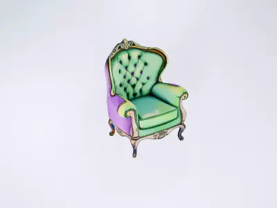 Low Poly Royal Armchair- Elegant Throne-Style Luxury Chair 3D model