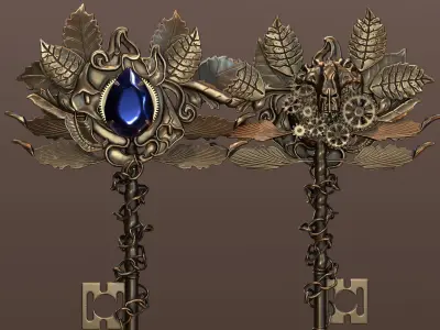 autum key Low-poly 3D model