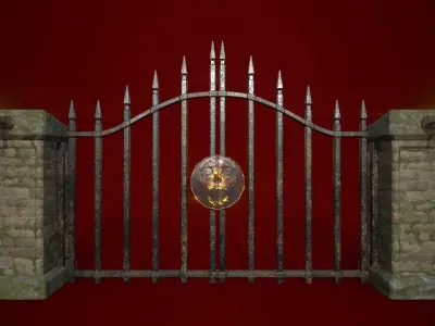 Medieval Big Garden Door Low-poly 3D model