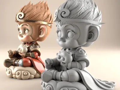 Charming Monkey King 3D STL Model for Fun Decor 3D print model