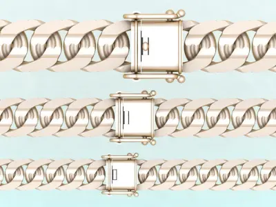 Chain bracelets - Miami Cuban link - 3 Size  - N636 3D Model Collection