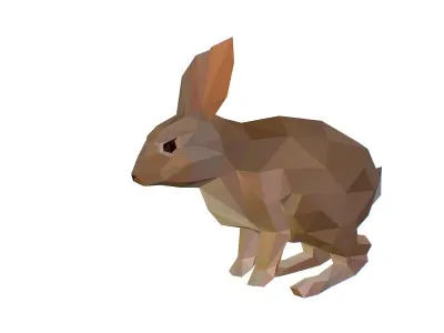 Animated White Rabbit Lowpoly Art Style Low-poly 3D model
