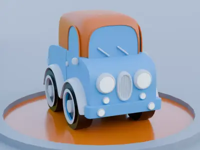 Stylized Cartoon Off-Road Vehicle 3D Model Low-Poly Car Low-poly 3D model