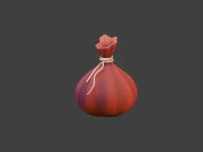 Lowpoly leather pouch with texture Low-poly 3D model