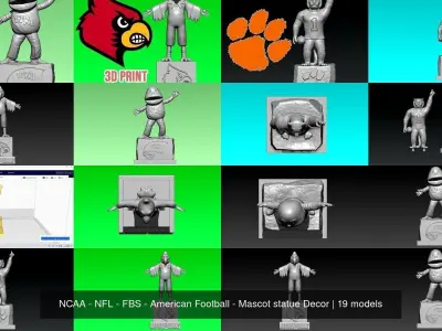 NCAA - NFL - FBS - American Football - Mascot statue Decor 3D Model Collection