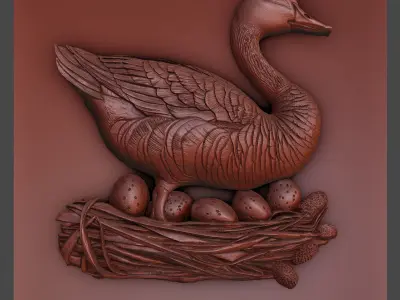 Duck on Nest Relief for CNC and 3D Printing 3D print model