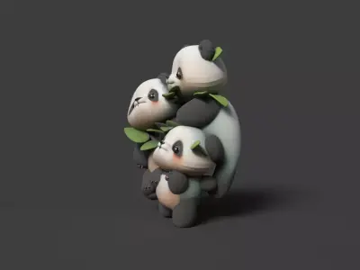 Chinese panda figure  Low-poly 3D model
