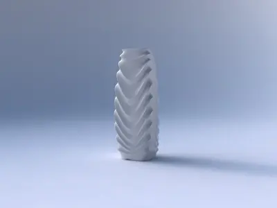 Vase arc rectangle with curved horizontal wavy sections 3D print model