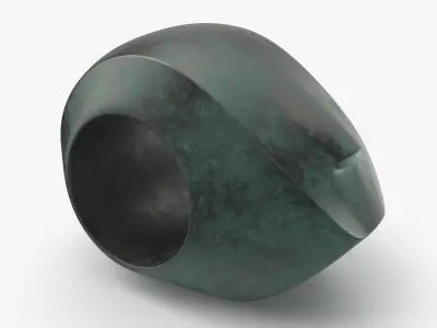 Metal Head Sculpture Low-poly 3D model