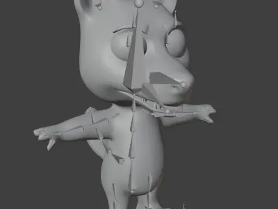 Cartoon White Wolf Rigged 3D Model Low-poly 3D model
