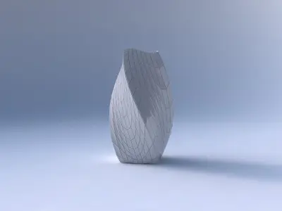 Vase twisted quadratic with wavy grid plates 3D print model