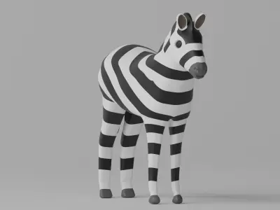 Cartoon Cute Zebra 3D model