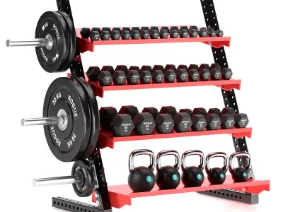 Gym-Tools-Fitness-Body-Building-set-12 gym rack with weights ... 3D model