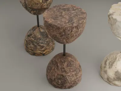 Designer stone bar stool Low-poly 3D model