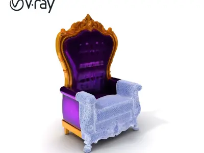 Royal Throne Armchair D Model Pack Low-poly 3D model