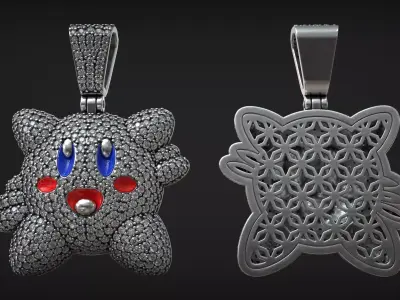Kirby Star Ice Diamond Hip Hop Jewelry Pendant 3D print model