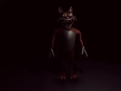 Creepy Mascot Horror Toy - Plush Scary Cat Monster Low-poly 3D model