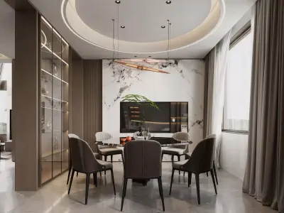 Modern living room dining room interior scenes 361 3D model