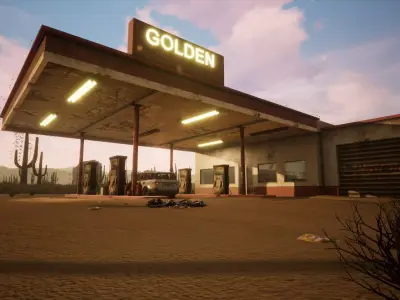 Gas station Unreal 4 Scene Low-poly 3D model
