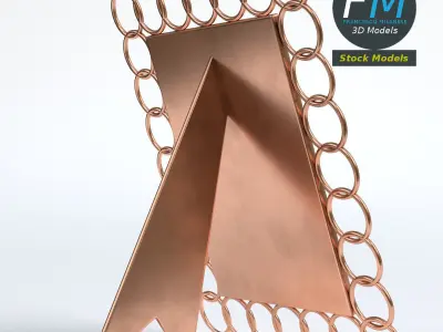 Photo picture frame with copper rings 3D model