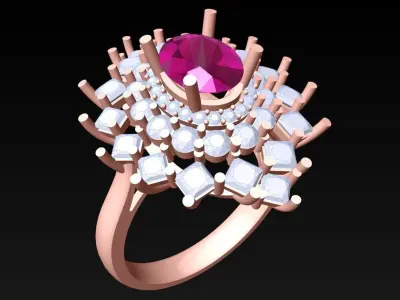 Oval stone ring - Womens  Rings - N132250 3D print model