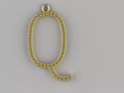 Diamond Q Pendant Gold Silver Platinum Luxury Jewelry 3D print model