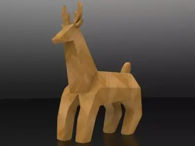 Low Poly Deer wooden Low-poly 3D model