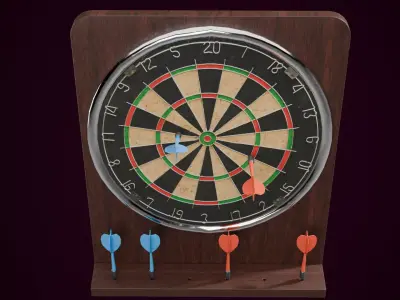 Vintage Petite Dart Board Game Low-poly 3D model