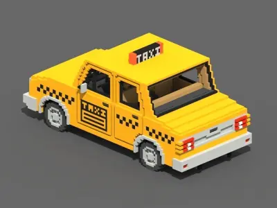 Voxel Taxi Low-poly 3D model