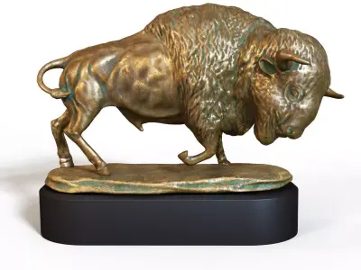 Bison bronze Low-poly 3D model