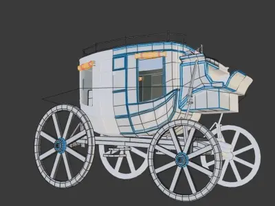 old stagecoach wagon carriage Low-poly 3D model