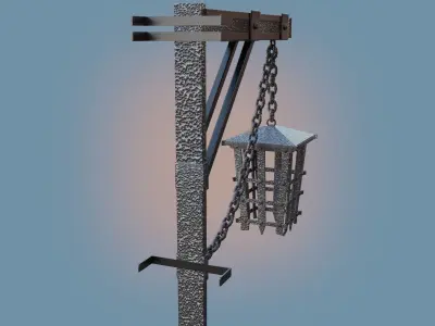 Metal hammered street lantern 3D model