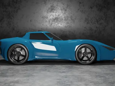 Blue sport car concept model 3D model