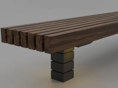 Bench for skateboard park Free low-poly 3D model