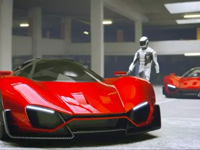 Car Studio Garage Low-poly 3D model
