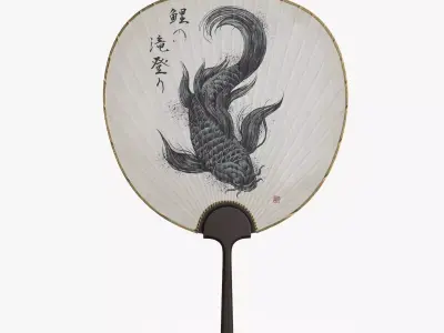 Japanese Fan Uchiwa Low-poly 3D model