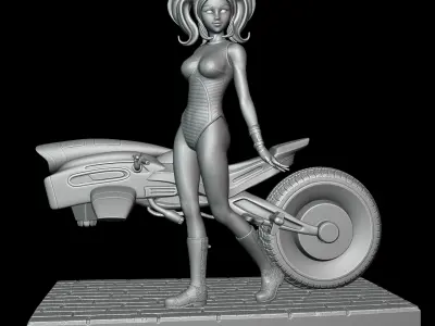 sci-fi racing girl 3D print model