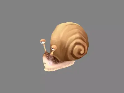 Cartoon brown snail  Low-poly 3D model