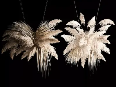 Hanging Bouquet Of Dry Reeds For Decoration 2 3D model