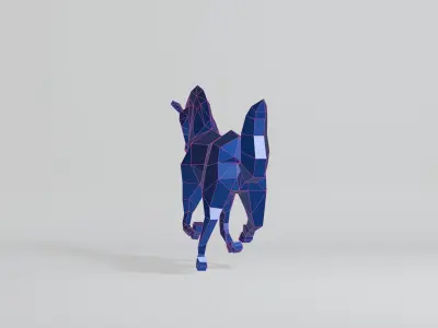 Polygonal Running Horse Low-poly 3D model