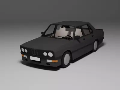 Low Poly 1980s Sport Sedan 3D Model Car01 Low-poly 3D model